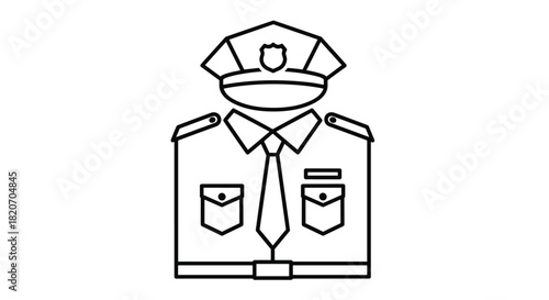 Classic police uniform outline for law enforcement projects representing authority and public safety a symbol of protection and community service, Generative AI
