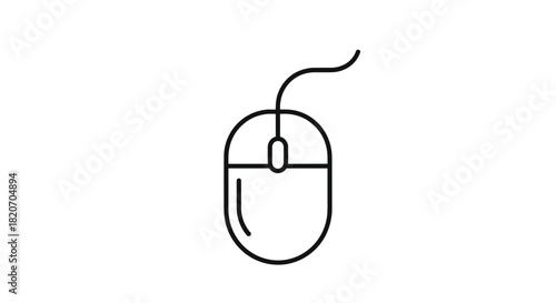 Sleek computer mouse icon in simple line art style for modern tech designs and user interface projects perfect for web or app development, Generative AI