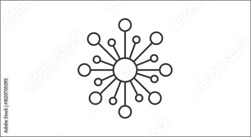 Modern minimalist line art illustration of a connection networking or virus pattern with circles perfect for a tech or science design concept, Generative AI
