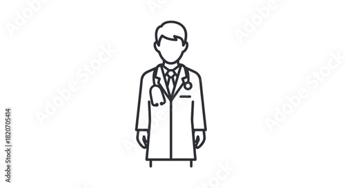 Professional doctor icon with stethoscope ready to help patients needing medical care perfect for healthcare websites or medical app designs, Generative AI