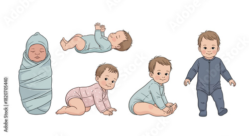 Progression of Baby Growth and Development Stages from Newborn to Toddler