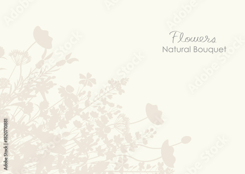 ナチュラルでシックな草花シルエットの背景イラスト