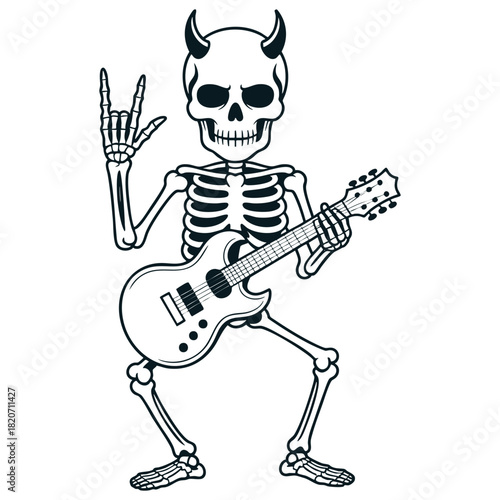 Demonic Skeleton Rocker with Electric Guitar