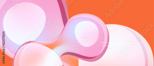 Abstract fluid shapes blend, creating vibrant orange, pink hues. Smooth curves suggest motion, depth. Modern design element.
