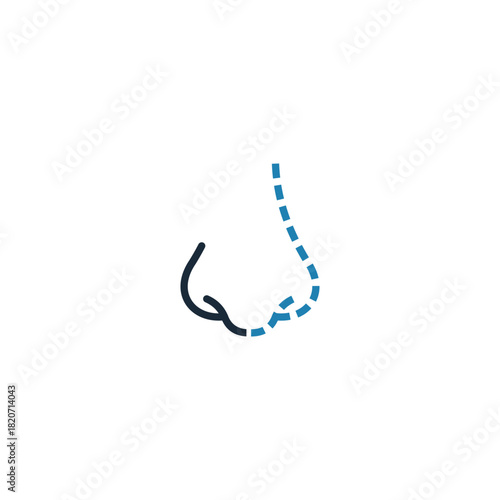 Rhinoplasty line icon representing a nose job procedure. Vector symbol for plastic surgery, cosmetic correction, and aesthetic medicine