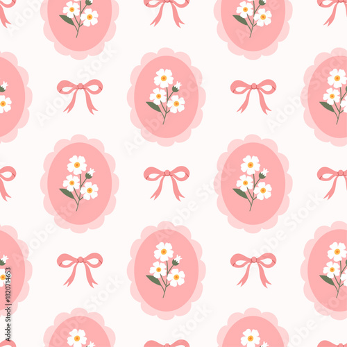 Floral vintage seamless pattern.  Cottagecore coquette trendy print 