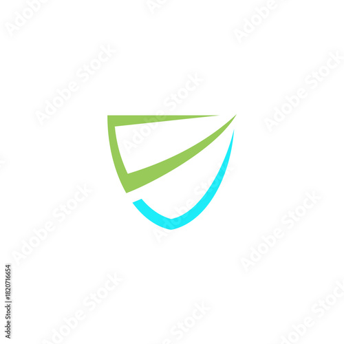 Creative security shield emblem with check mark symbols, an isolated vector logo template for business and technology applications