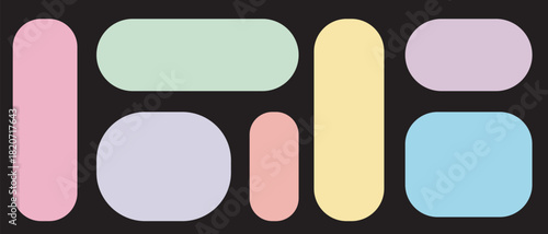 A flat geometric pattern background featuring warm tones of brown, beige, cream, and olive arranged in irregular rectangular blocks. 