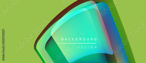 Abstract layers create vibrant visual effect. Green backdrop complements flowing shapes, modern design element.