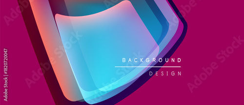 Abstract vibrant layers create dynamic visual effect. Pink backdrop emphasizes flowing shapes, modern design elements.