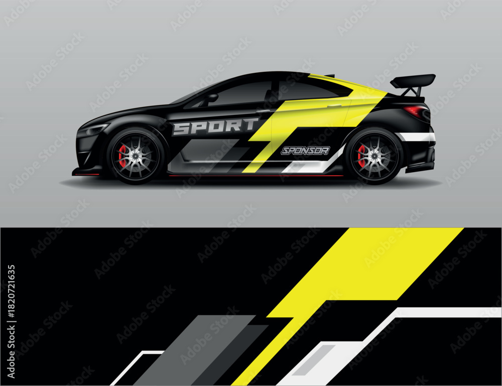 Fototapeta premium Car wrap design vector, decal livery racing background