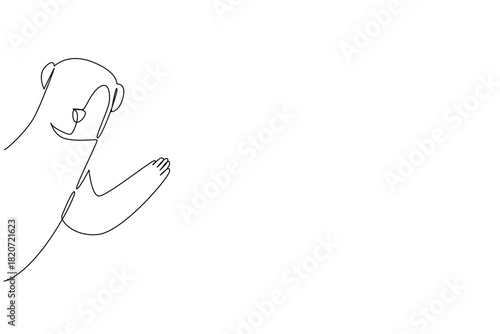 Continuous line drawing of an animal, a meerkat waving paw hand, a nature concept related to an international event Say Hi Day celebration.