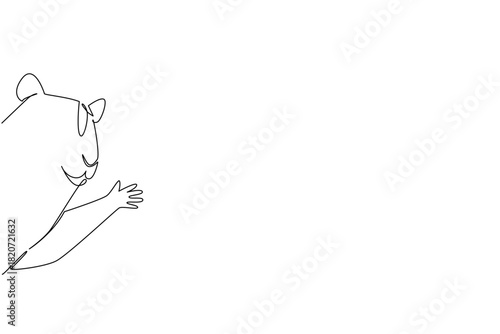 One line drawing of an animal, a hamster waving paw leg, a nature concept related to an international event Say Hi Day celebration.