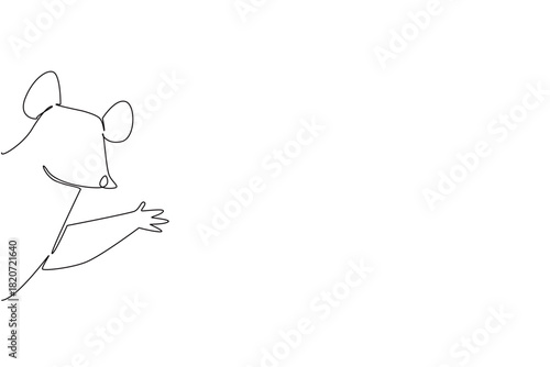 Single line drawing of an animal, a mouse waving leg, a nature concept related to an international event Say Hi Day celebration.