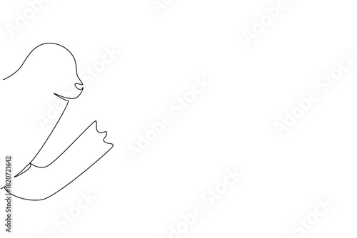 Continuous line drawing of an animal, a sea lion waving leg, a nature concept related to an international event Say Hi Day celebration.