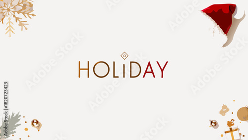 Elegant holiday greeting with festive accents and a subtle santa hat peek