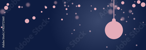 Dunkelblauer Banner mit rosa Christbaumkugel