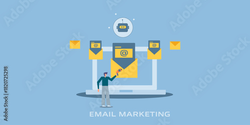 New email arriving on laptop screen, digital marketer strategically uses AI assistant to promote campaign and evaluate email marketing outcomes.