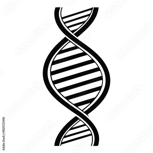 The black detailed deoxyribonucleic acid molecular model showcases a helical configuration with layered internal structure