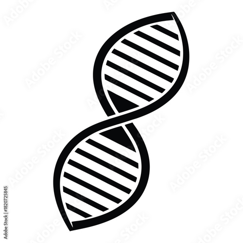 Black outline illustrates a stylized, simplified dna structure in a minimalist icon against white