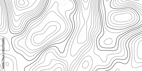Abstract design with seamless pattern with lines topographic map. geographic mountain relief. the white on black contours topography stylized height of the lines. geographic contour map paper texture.