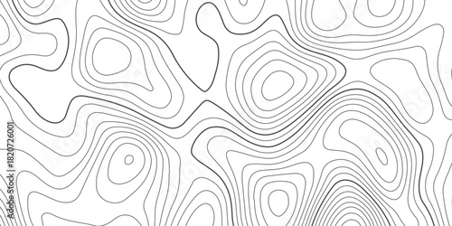 Abstract design with seamless pattern with lines topographic map. geographic mountain relief. the white on black contours topography stylized height of the lines. geographic contour map paper texture.