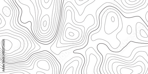 Abstract design with seamless pattern with lines topographic map. geographic mountain relief. the white on black contours topography stylized height of the lines. geographic contour map paper texture.