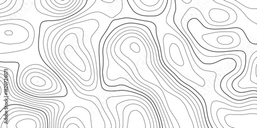 Abstract design with seamless pattern with lines topographic map. geographic mountain relief. the white on black contours topography stylized height of the lines. geographic contour map paper texture.
