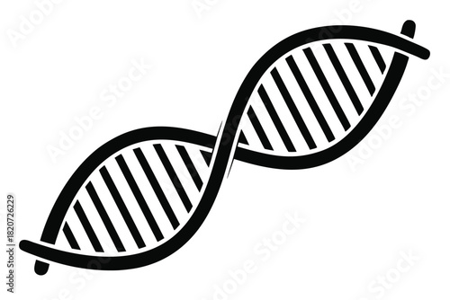 Simplified black and white shows double helix DNA structure on a white background