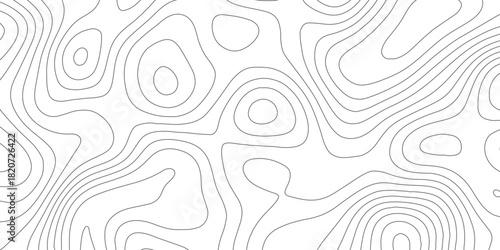 Abstract design with seamless pattern with lines topographic map. geographic mountain relief. the white on black contours topography stylized height of the lines. geographic contour map paper texture.