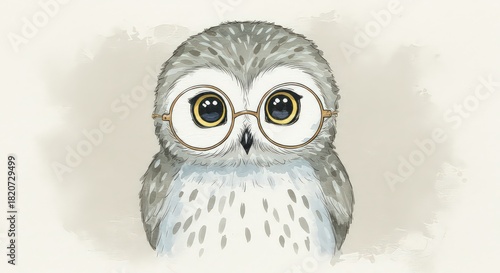 Cute owl with glasses