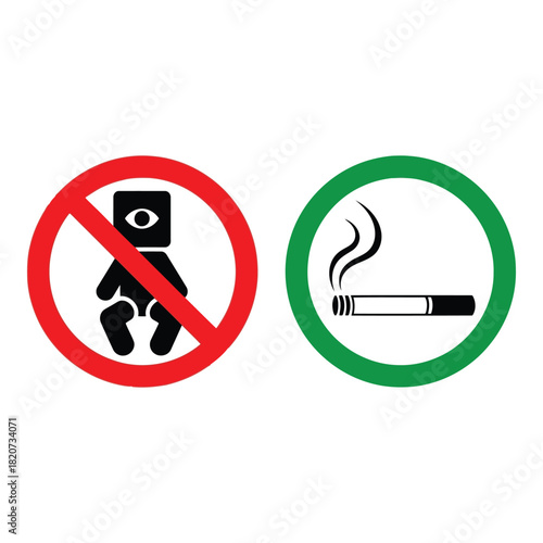 No babies allowed and no smoking signs side by side
