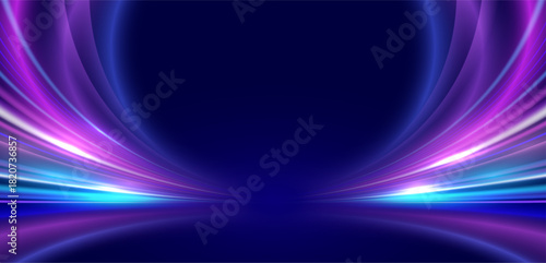 Futuristic neon speed light background abstract technology glowing streaks motion light trail digital energy beam sci fi speed flow glowing line tech wallpaper.