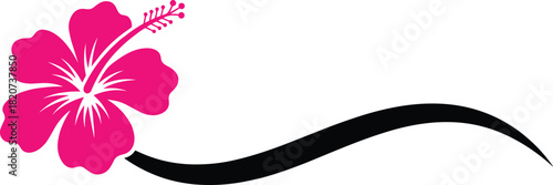 Pink hibiscus flower, tropical floral vector, elegant petal design, black stem artwork, nature symbol, botanical illustration, exotic bloom, decorative graphic