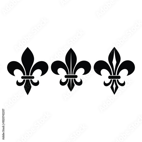 Three black fleur de lis symbols on a white background
