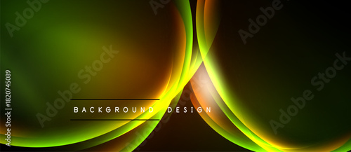 Abstract flowing lines create vibrant green, yellow, orange gradients. Modern design element for backgrounds, presentations, banners.