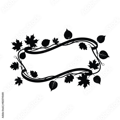 Rustic autumn leaf banner frame with vintage feel