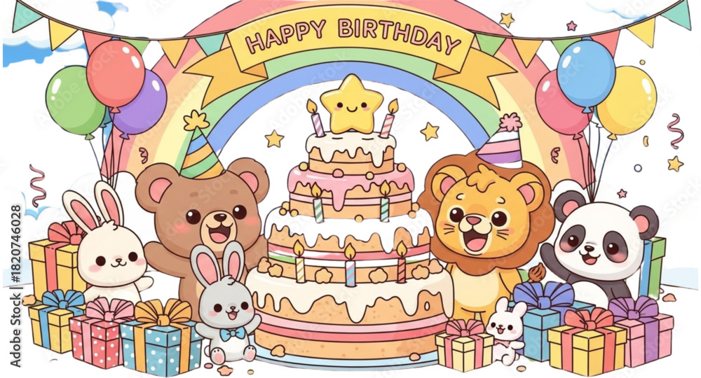 Fototapeta premium set of birthday elements