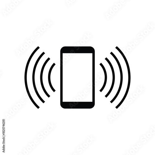 Smartphone with incoming call notification and sound waves