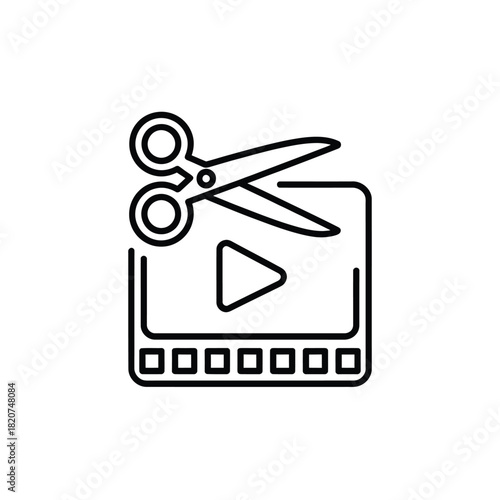 Video editing icon with scissors and play button