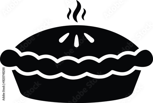 Black silhouette of a hot steaming pie