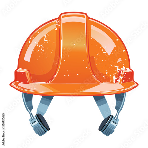Dirty and Used Orange Construction Hard Hat Symbolizing Tough Manual Labor and Industrial Work