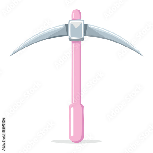 Professional Pink and Steel Pickaxe for Breaking Hard Ground or Rock in Construction and Mining