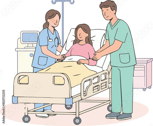 Mother Giving Birth in Delivery Room