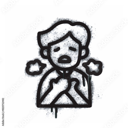 Graffiti cough icon with spray gun isolated on white background. Graffiti cough icon with spray gun in black on white.