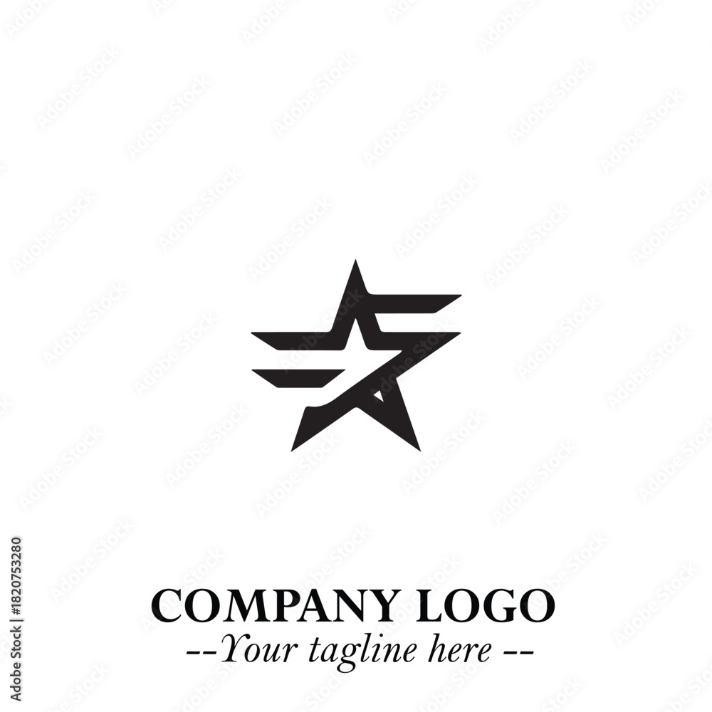 Obraz premium Minimalist Star Logo Symbol in Black on White Background – Modern Vector Shape for Branding & Design