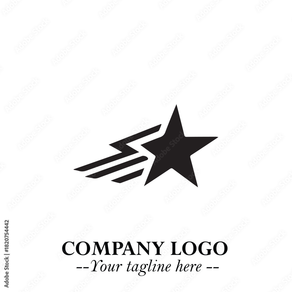 Obraz premium Minimalist Star Logo Symbol in Black on White Background – Modern Vector Shape for Branding & Design