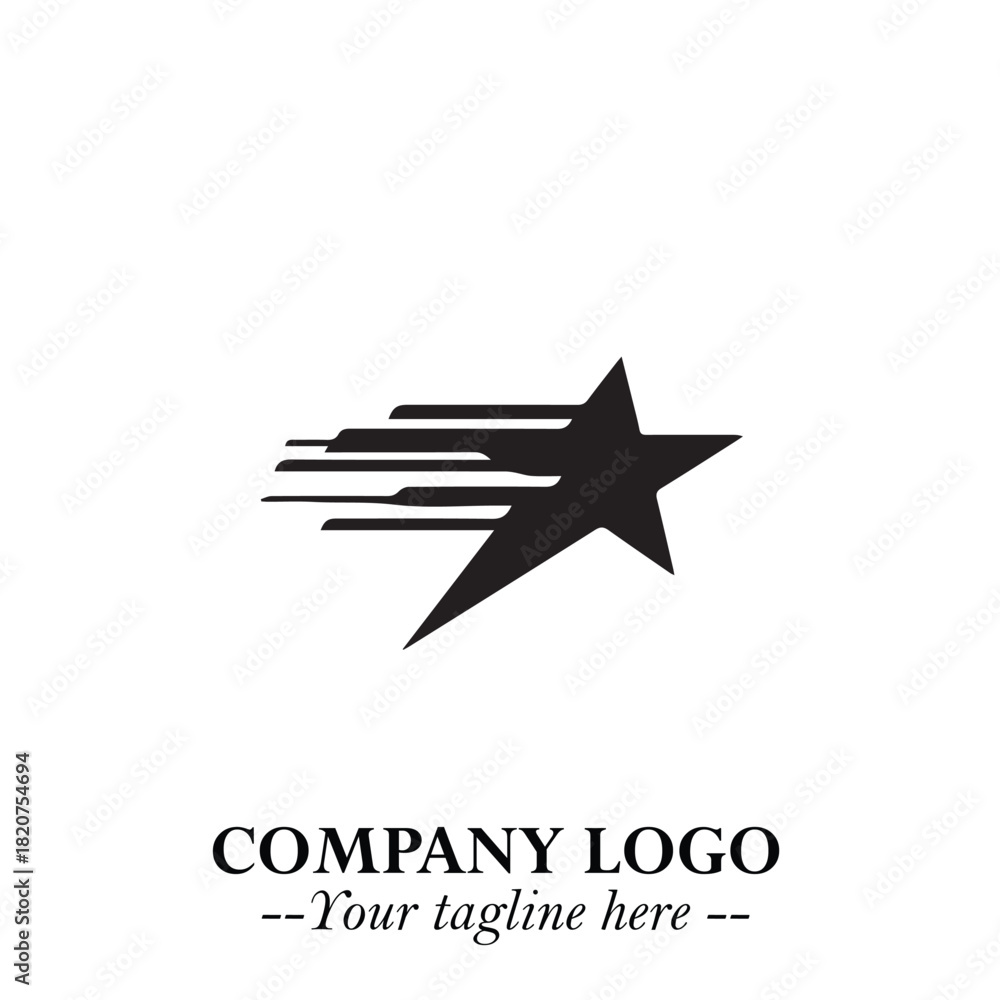 Obraz premium Minimalist Star Logo Symbol in Black on White Background – Modern Vector Shape for Branding & Design