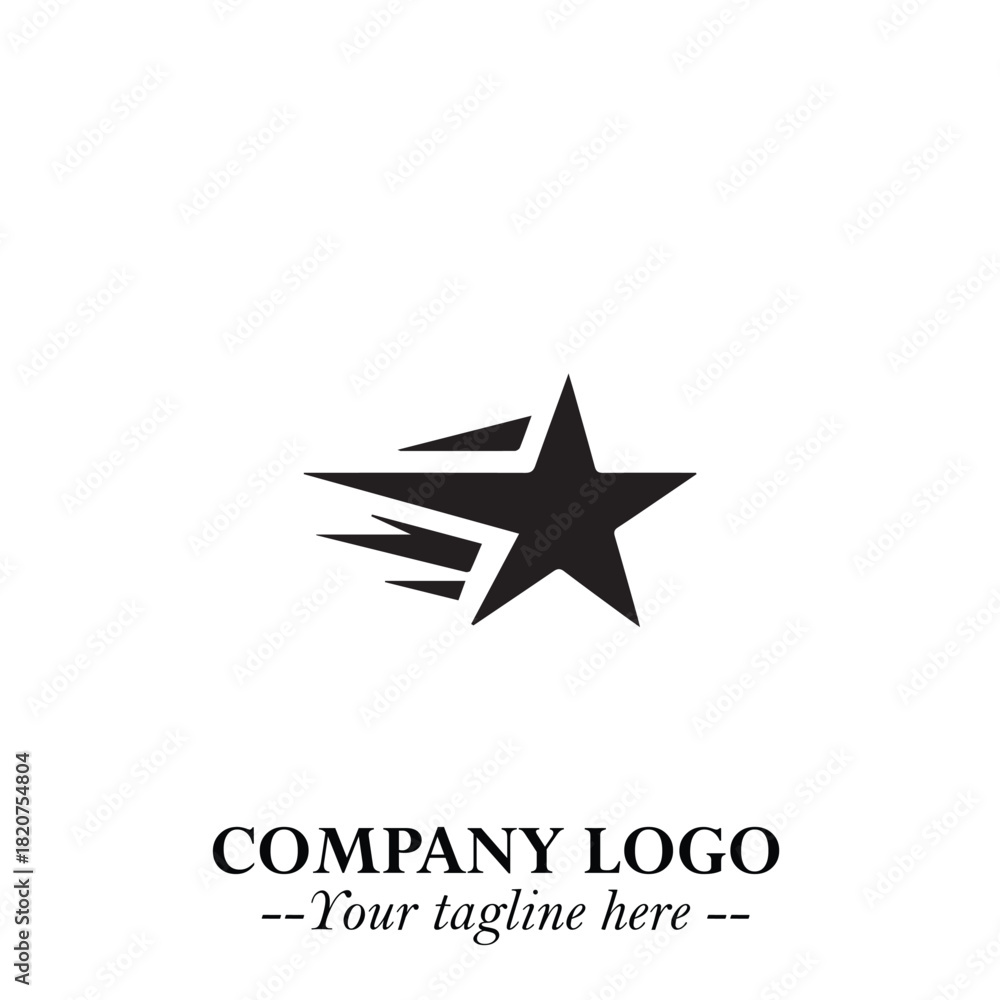 Obraz premium Minimalist Star Logo Symbol in Black on White Background – Modern Vector Shape for Branding & Design