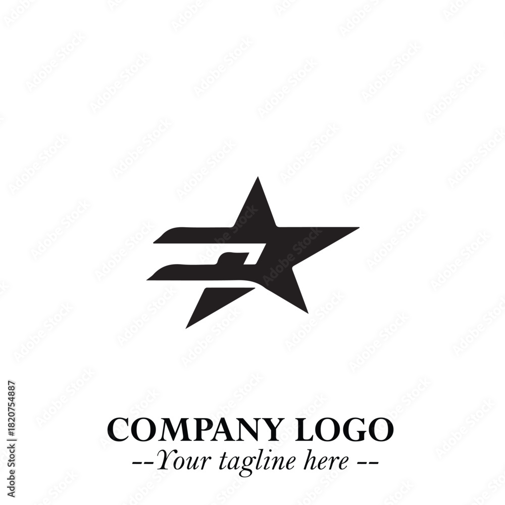 Obraz premium Minimalist Star Logo Symbol in Black on White Background – Modern Vector Shape for Branding & Design
